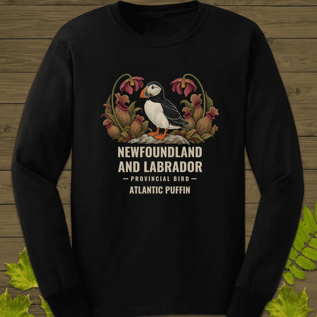 Newfoundland and Labrador Provincial Bird Long Sleeve in Black