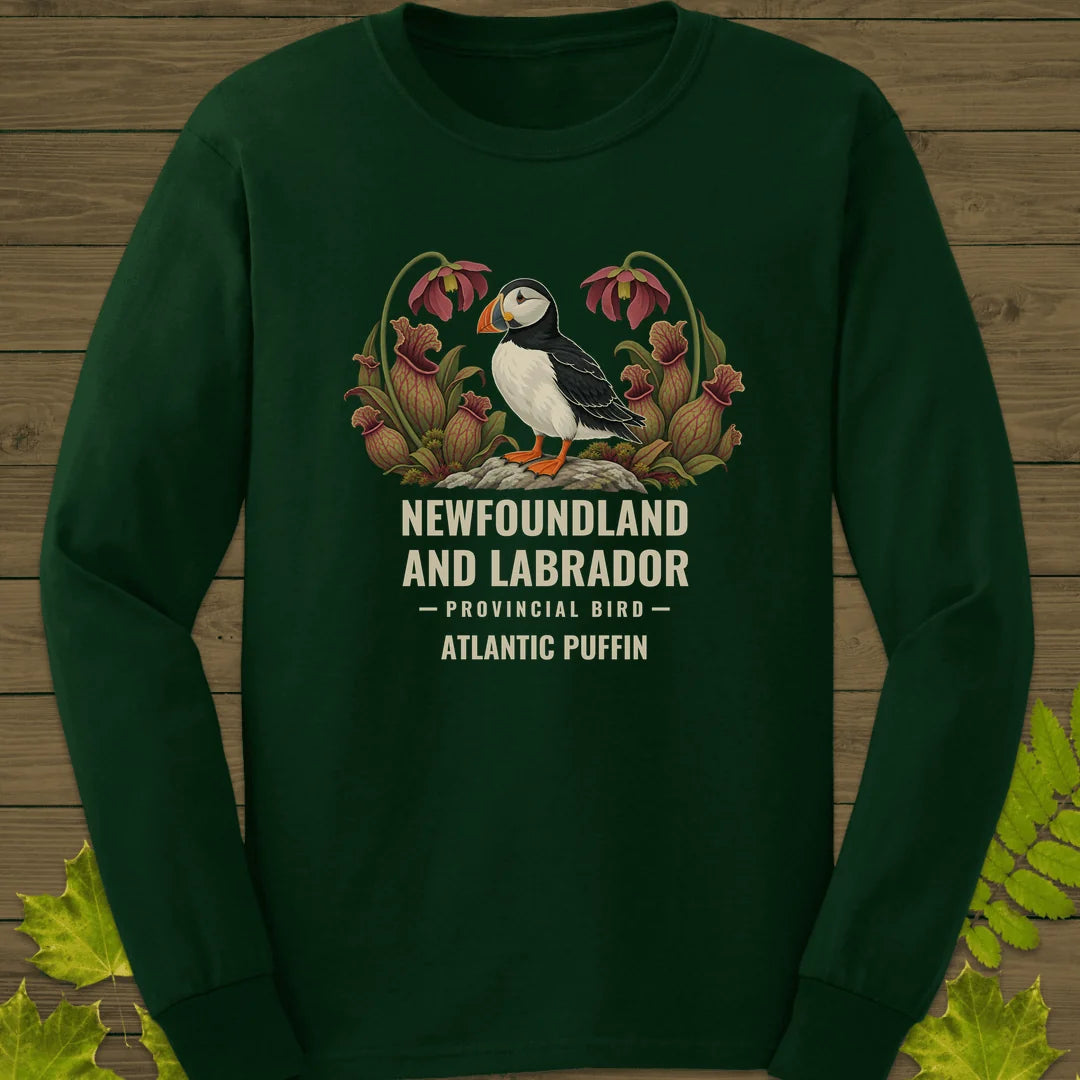 Newfoundland and Labrador Provincial Bird Long Sleeve in Forest Green