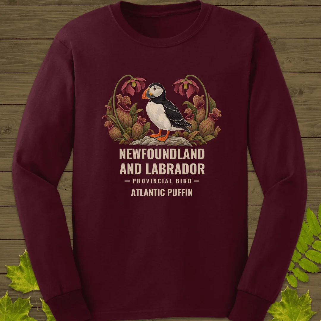 Newfoundland and Labrador Provincial Bird Long Sleeve in Maroon
