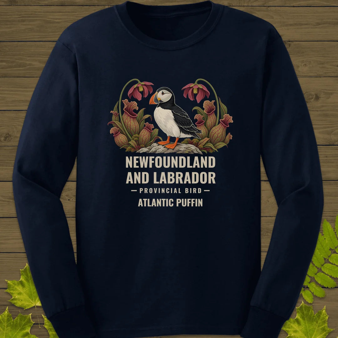 Newfoundland and Labrador Provincial Bird Long Sleeve in Navy