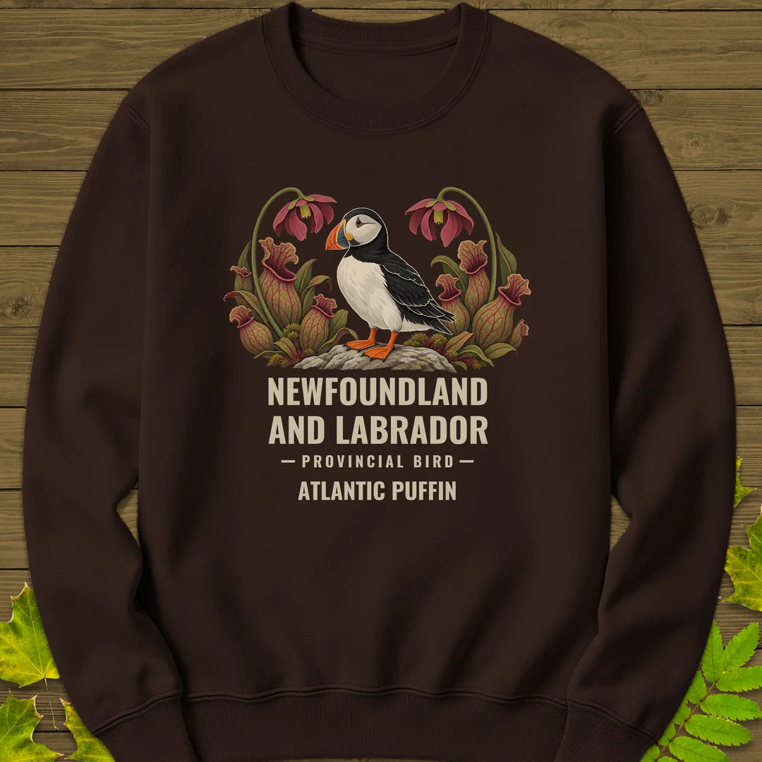 Newfoundland Provincial Bird Sweatshirt in Dark Chocolate