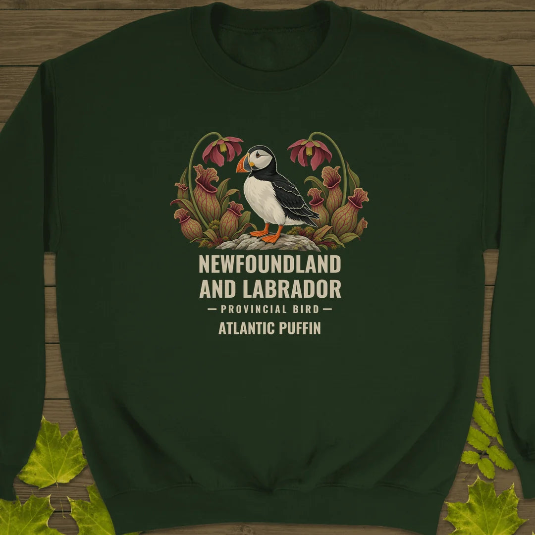 Newfoundland and Labrador Provincial Bird Sweatshirt in Forest Green