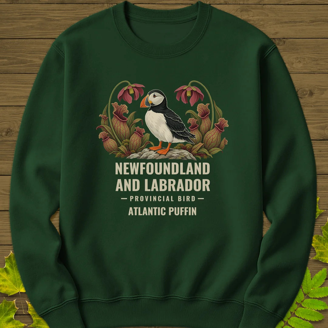 Newfoundland Provincial Bird Sweatshirt in Forest Green