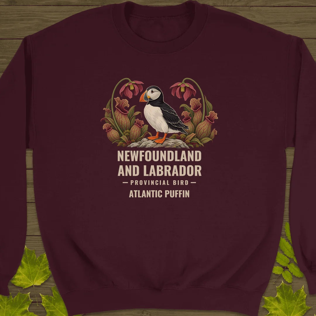 Newfoundland and Labrador Provincial Bird Sweatshirt in Maroon
