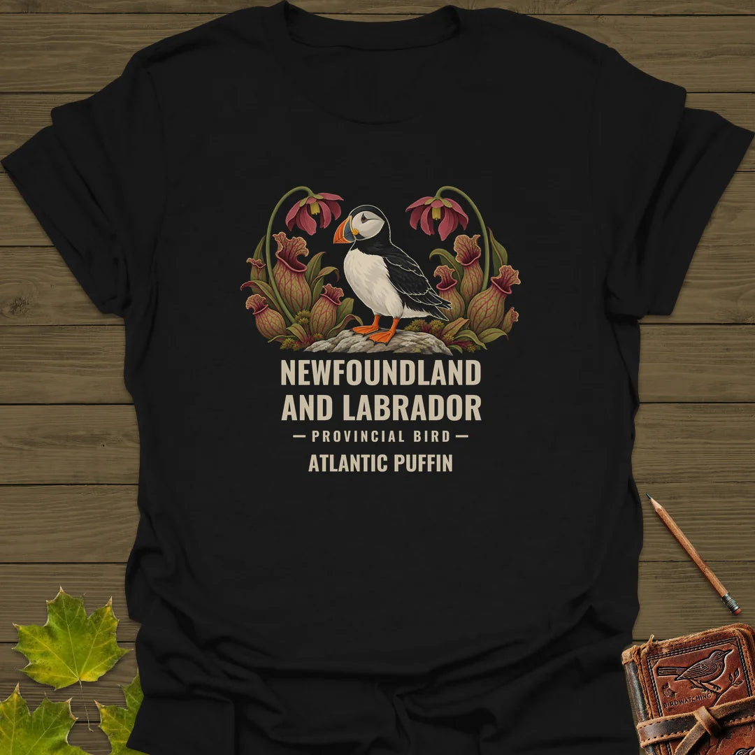 Newfoundland and Labrador Provincial Bird T-Shirt in Black