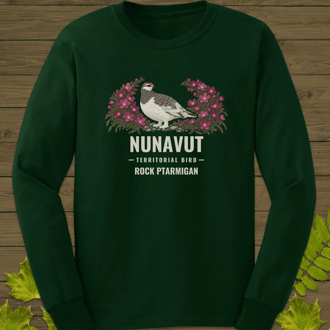 Nunavut Territorial Bird Long Sleeve in Forest Green