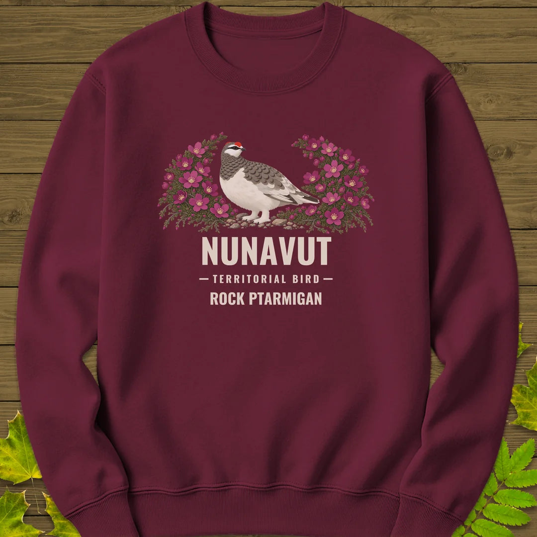 Nunavut Territorial Bird Sweatshirt in Maroon