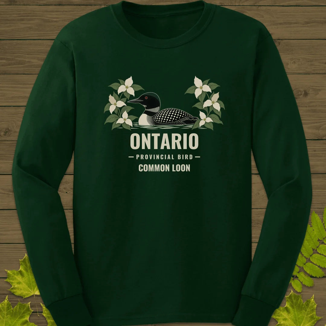 Ontario Provincial Bird Long Sleeve in Forest Green