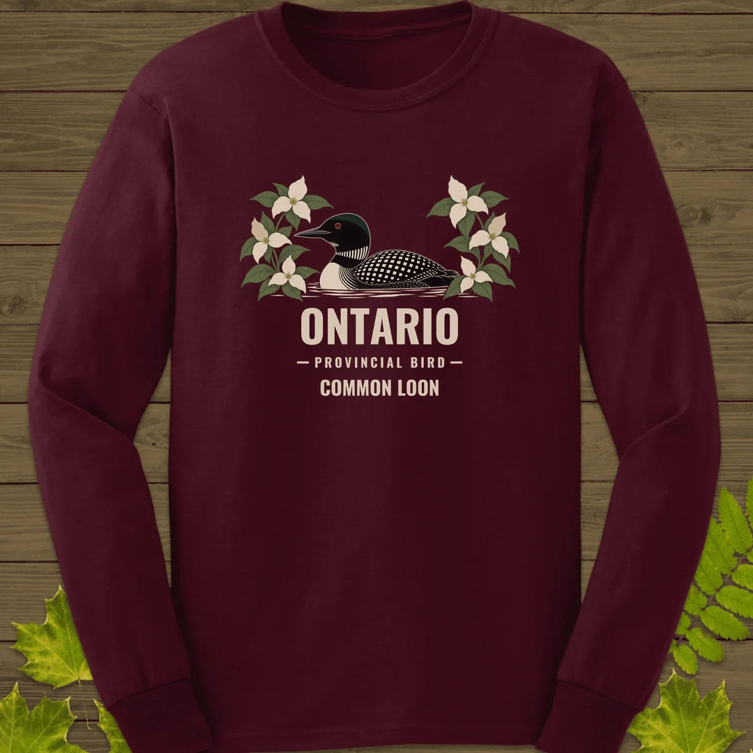 Ontario Provincial Bird Long Sleeve in Maroon