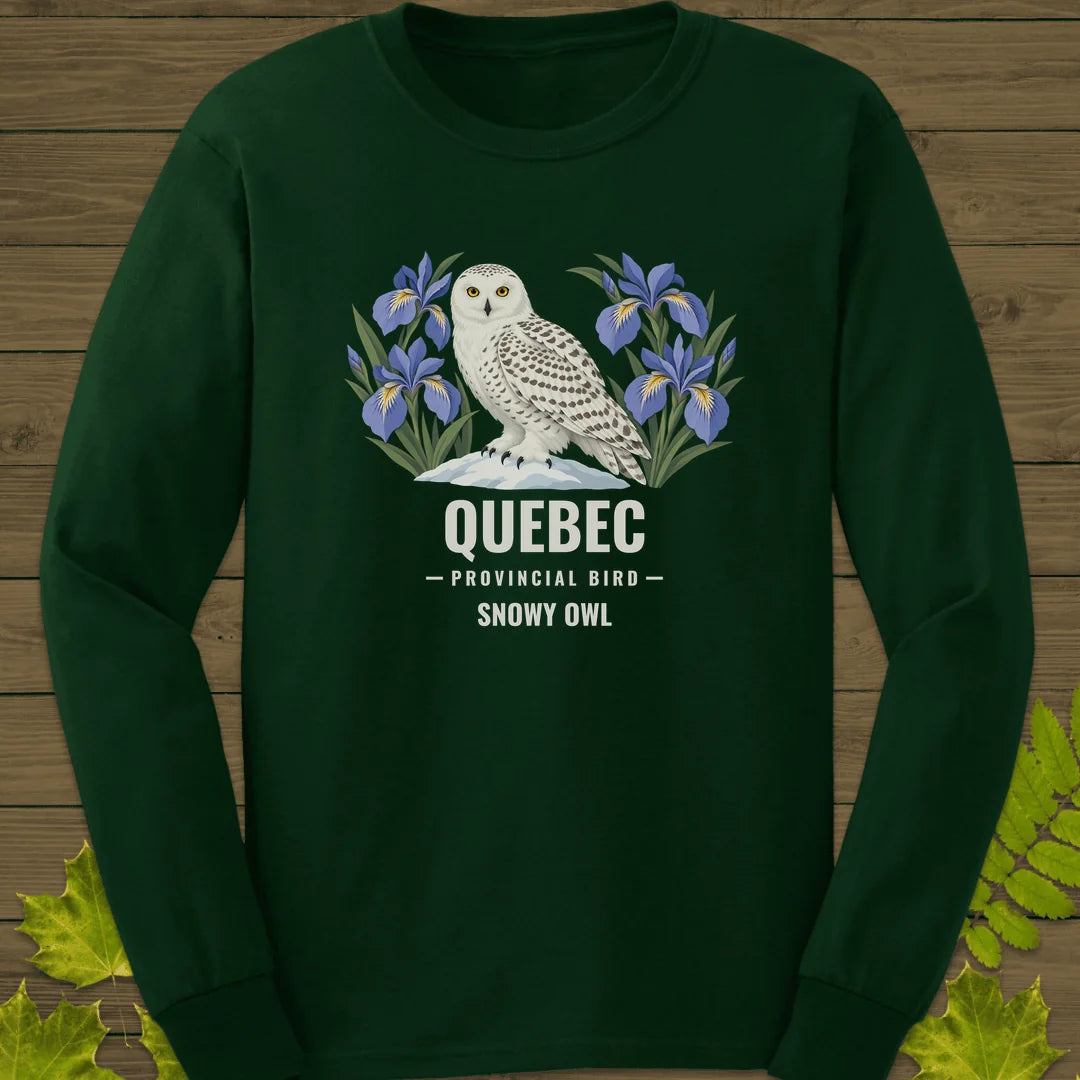 Quebec Provincial Bird Long Sleeve in Forest Green