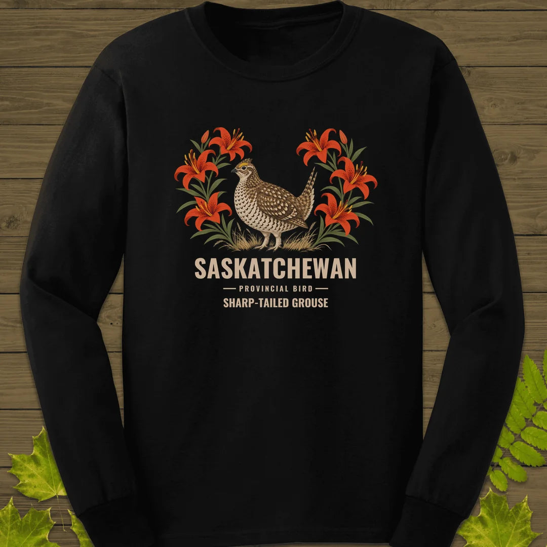 Saskatchewan Provincial Bird Long Sleeve in Black