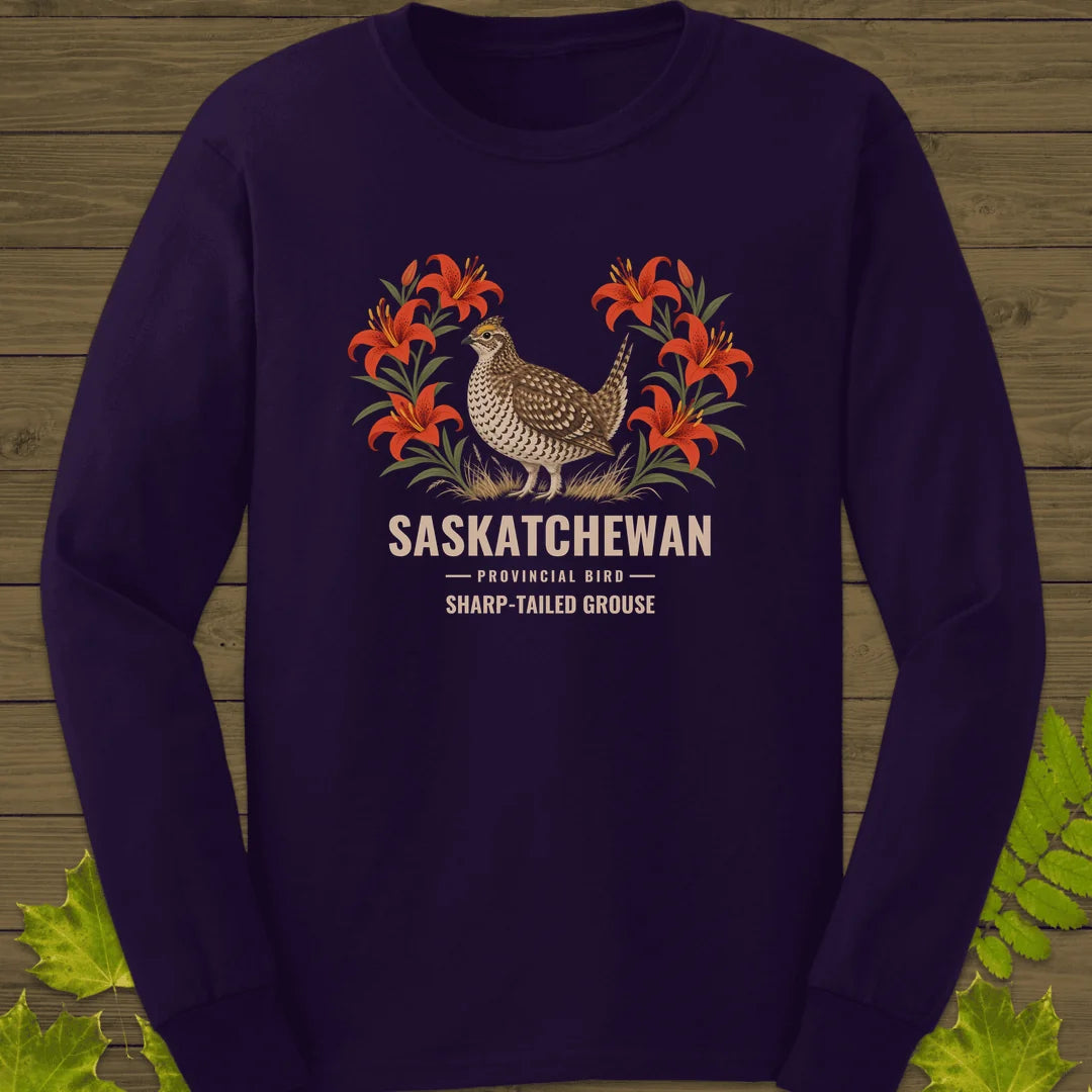 Saskatchewan Provincial Bird Long Sleeve in Purple