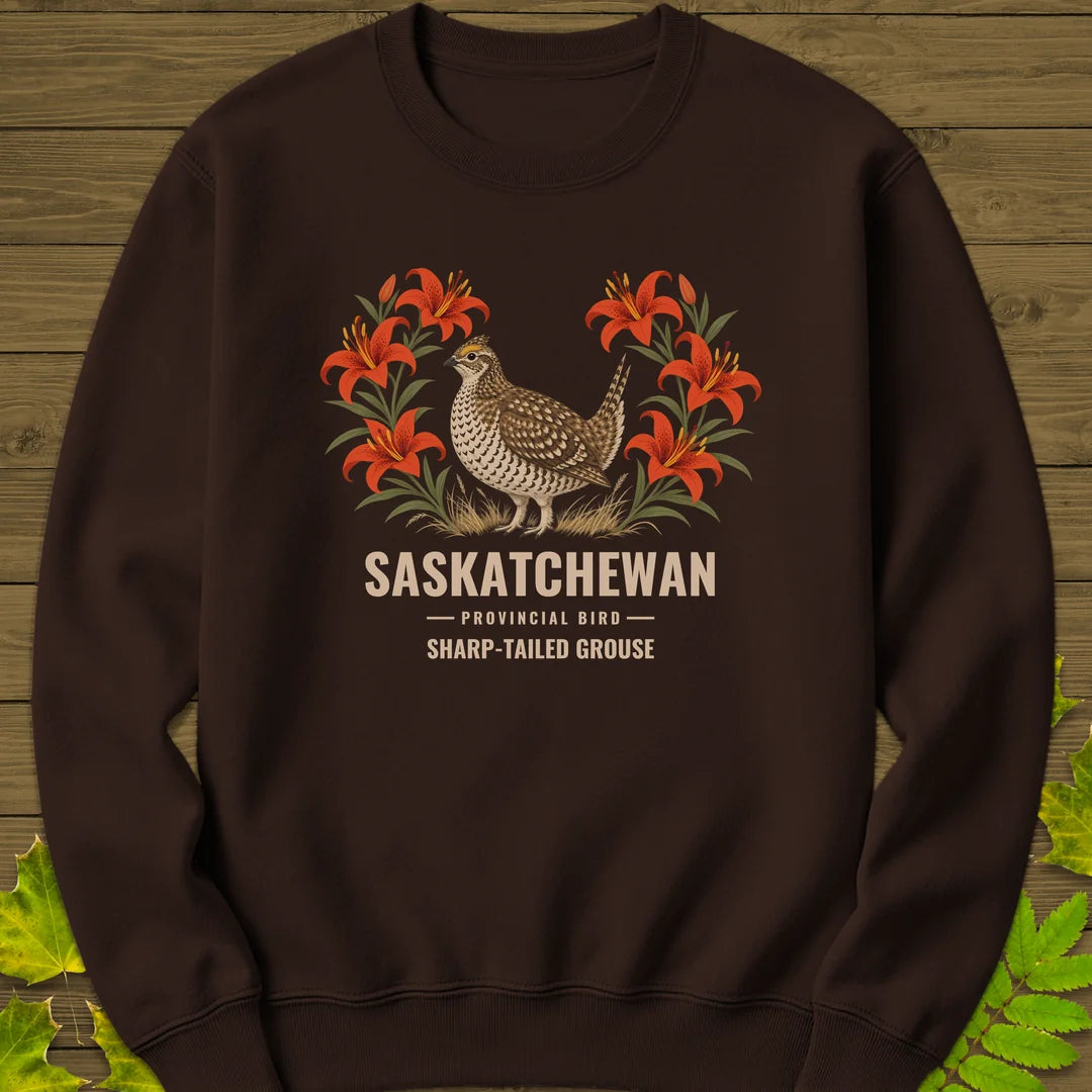 Saskatchewan Provincial Bird Sweatshirt in Dark Chocolate
