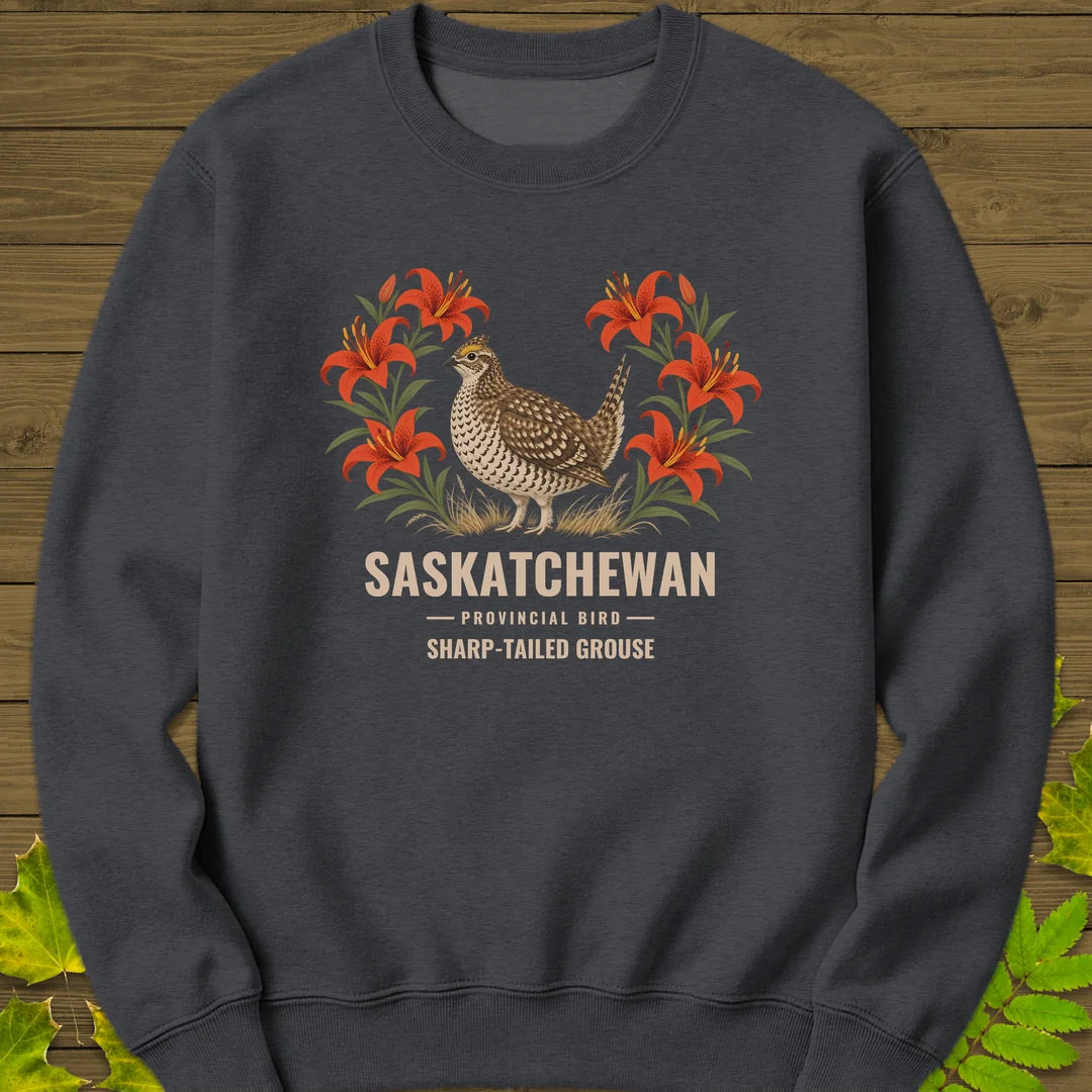 Saskatchewan Provincial Bird Sweatshirt in Dark Heather