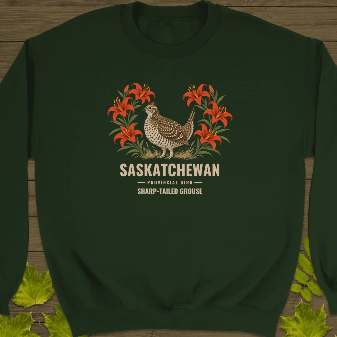 Saskatchewan Provincial Bird Sweatshirt in Forest Green