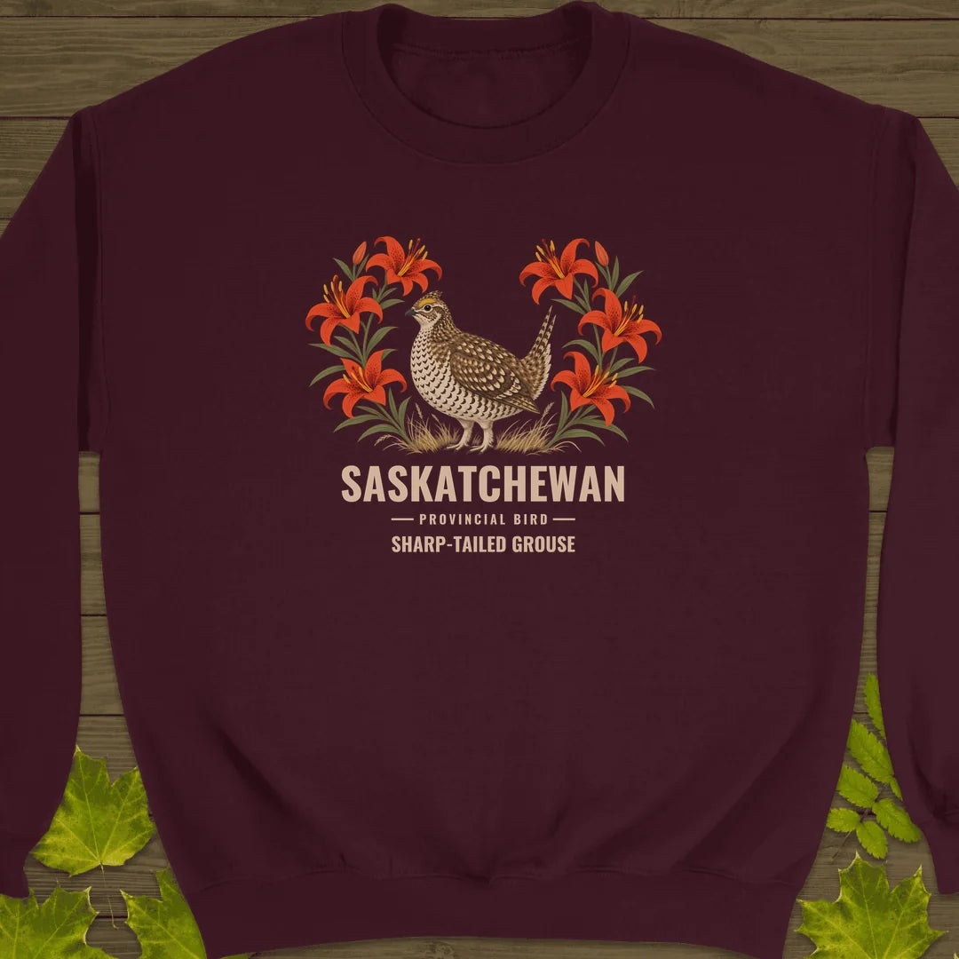 Saskatchewan Provincial Bird Sweatshirt in Maroon