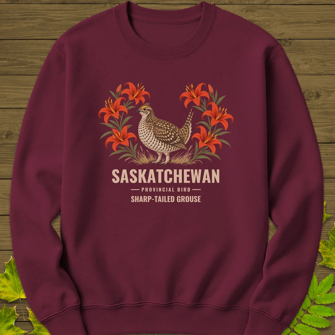 Saskatchewan Provincial Bird Sweatshirt in Maroon