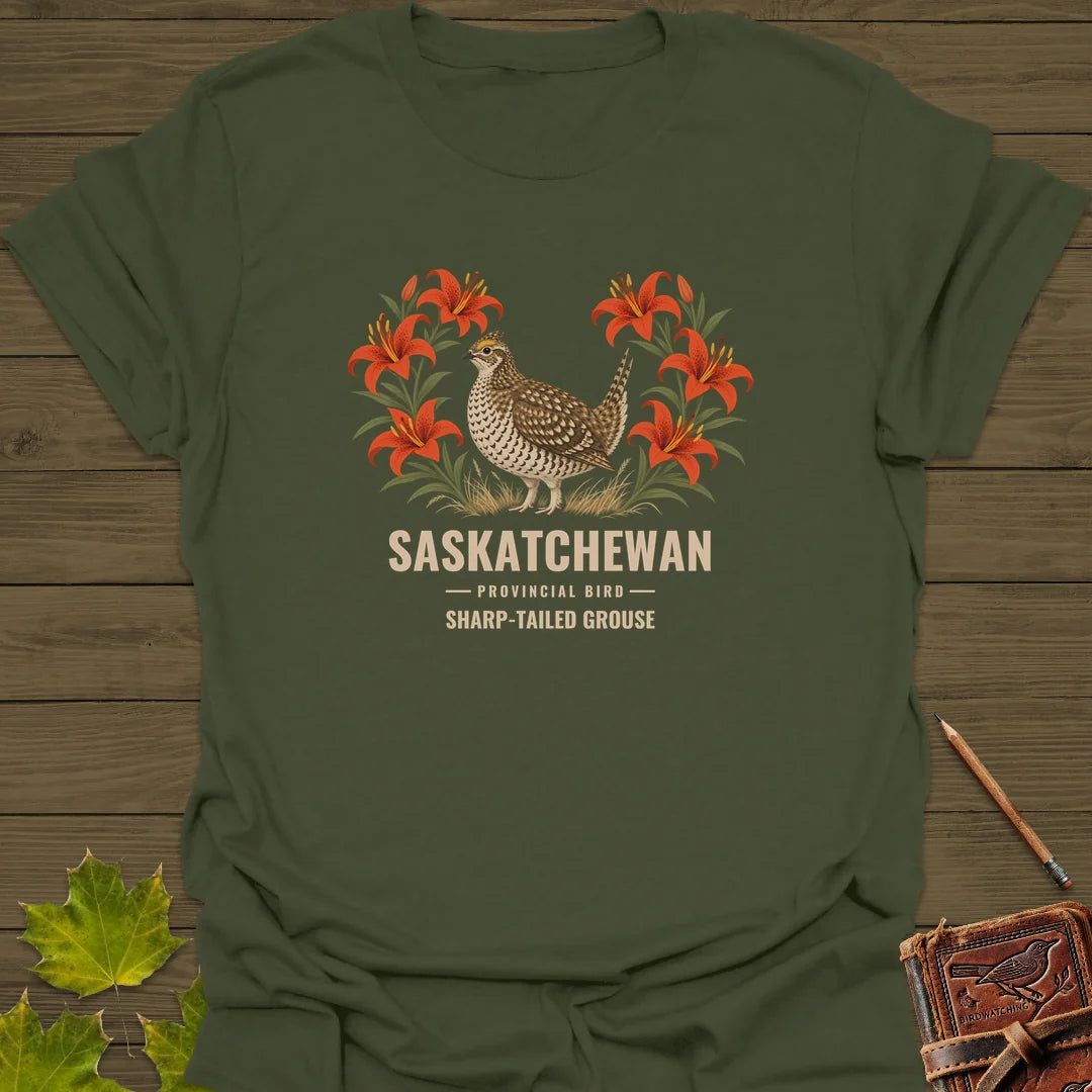 Saskatchewan Provincial Bird T-Shirt in Military Green