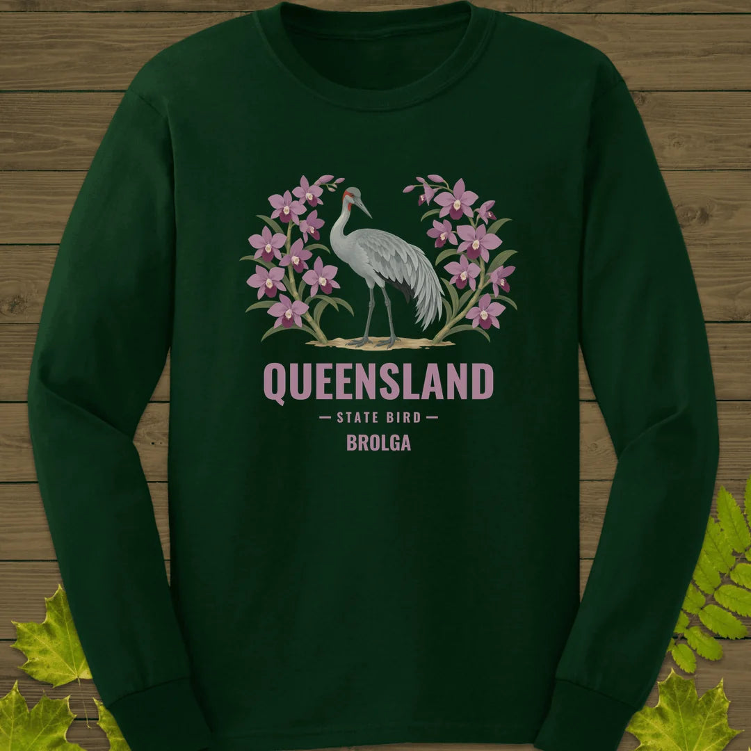 Queensland State Bird Long Sleeve in Forest Green