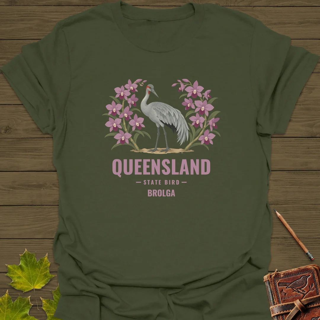 Queensland State Bird T-Shirt in Military Green