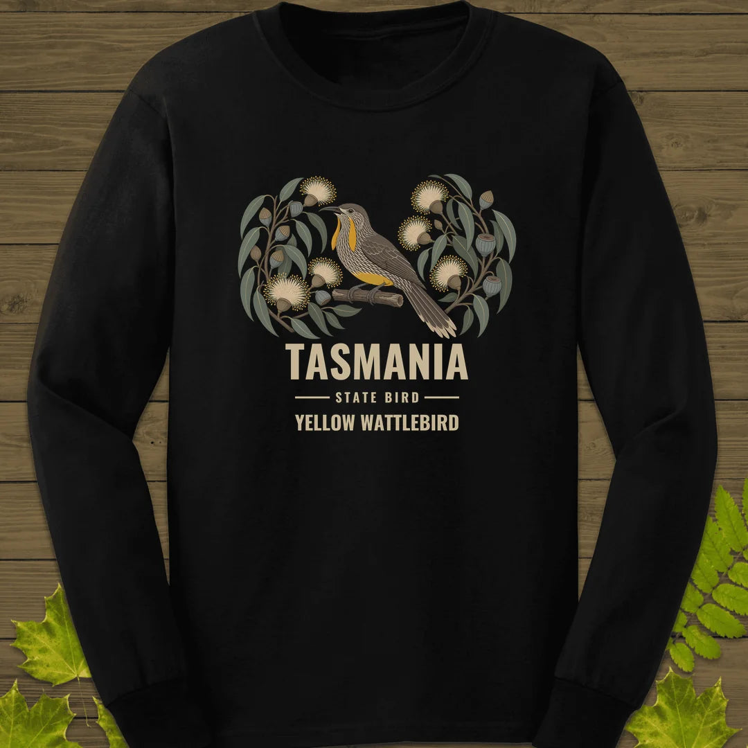 Tasmania State Bird Long Sleeve in Black
