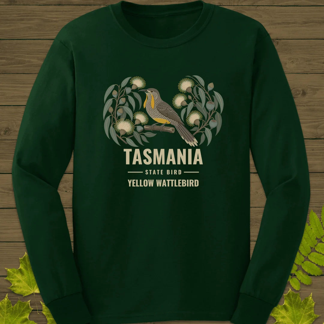 Tasmania State Bird Long Sleeve in Forest Green