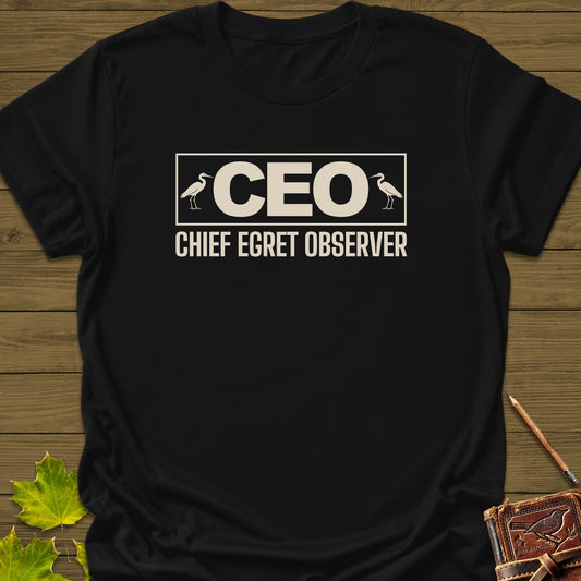 Chief Egret Observer T-Shirt in Black