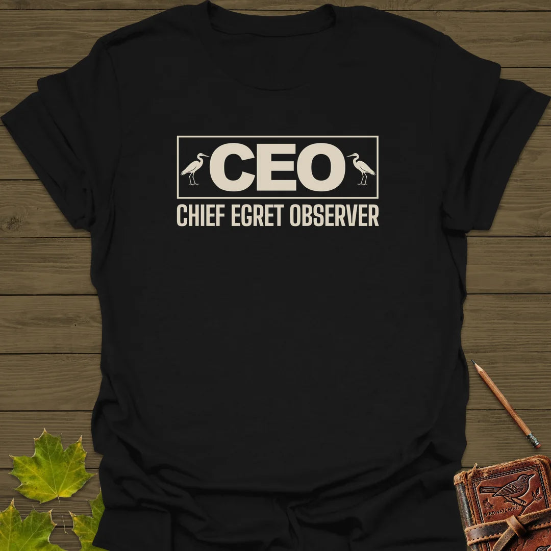 Chief Egret Observer T-Shirt in Black