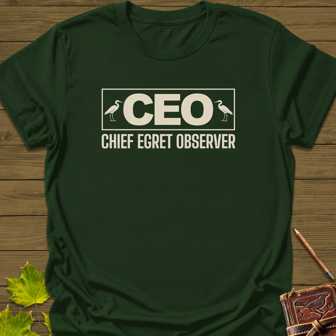 Chief Egret Observer T-Shirt in Forest Green