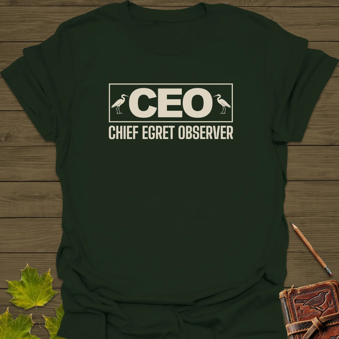 Chief Egret Observer T-Shirt in Forest Green