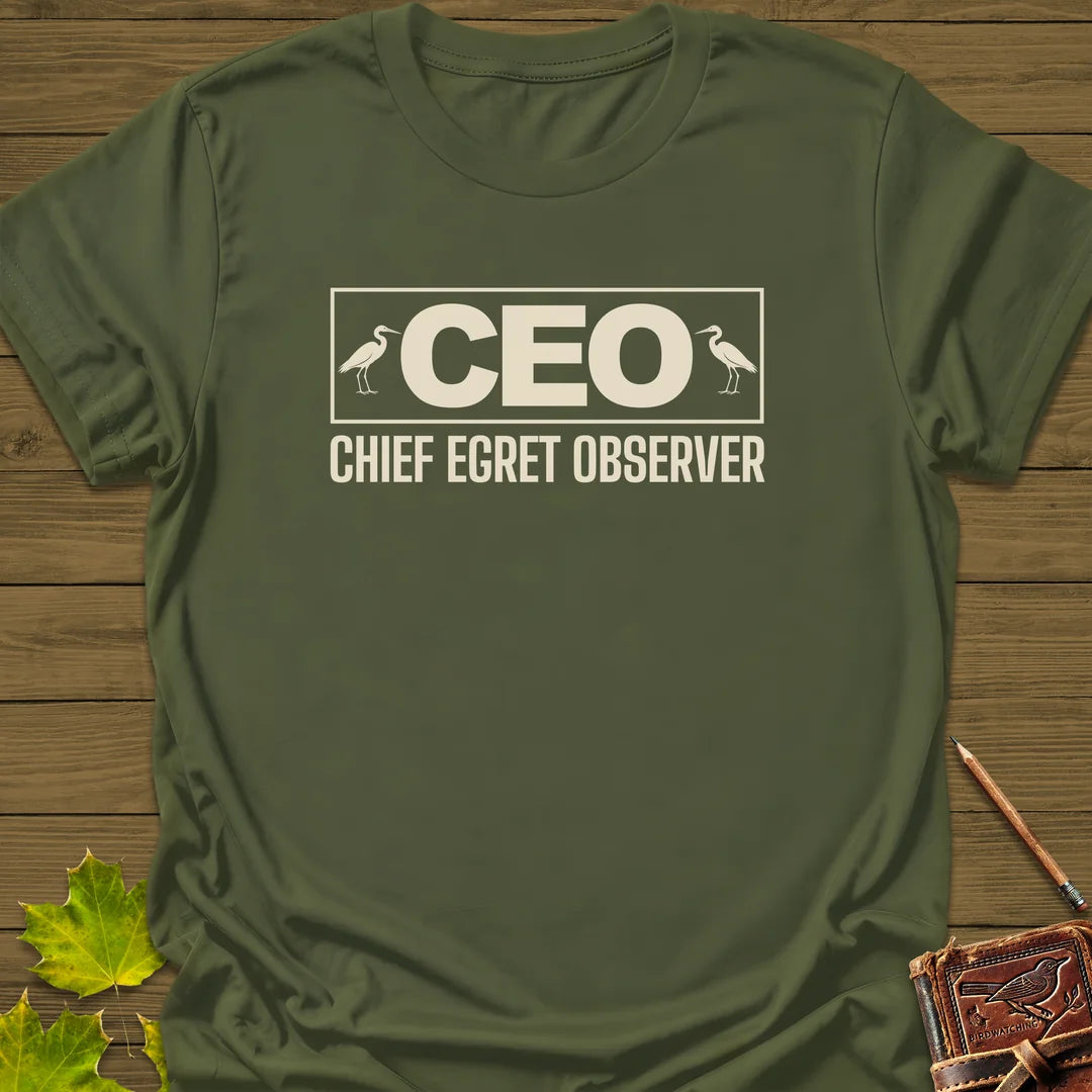 Chief Egret Observer T-Shirt in Military Green