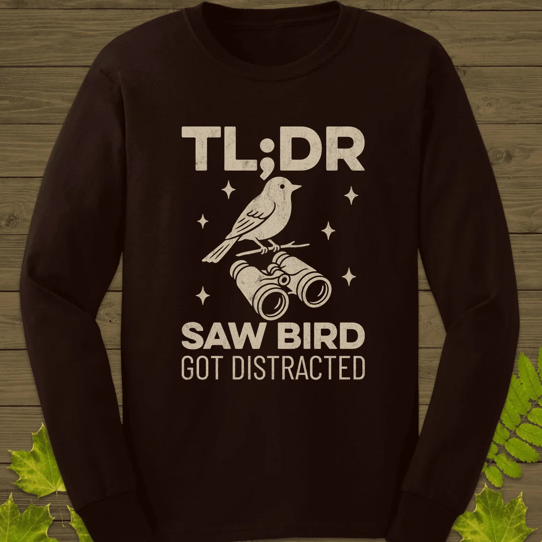 Saw Bird Distracted Long Sleeve in Dark Chocolate