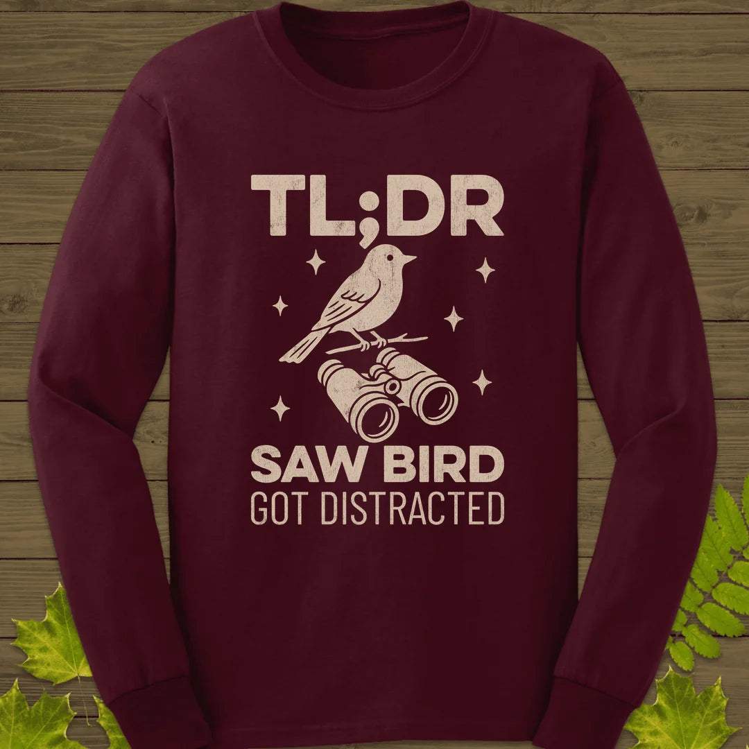 Saw Bird Distracted Long Sleeve in Maroon
