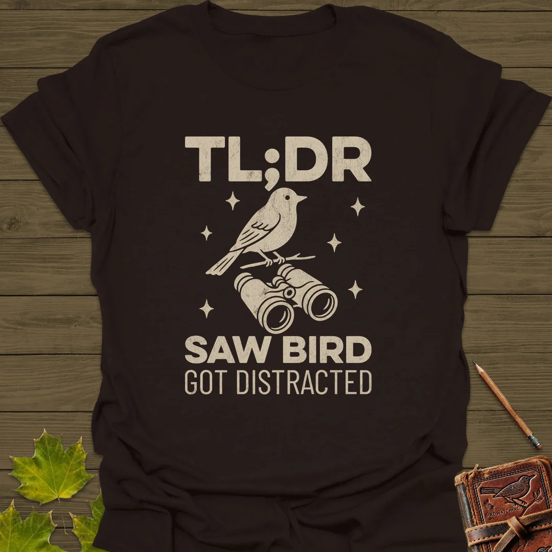 Saw Bird Distracted T-Shirt in Dark Chocolate