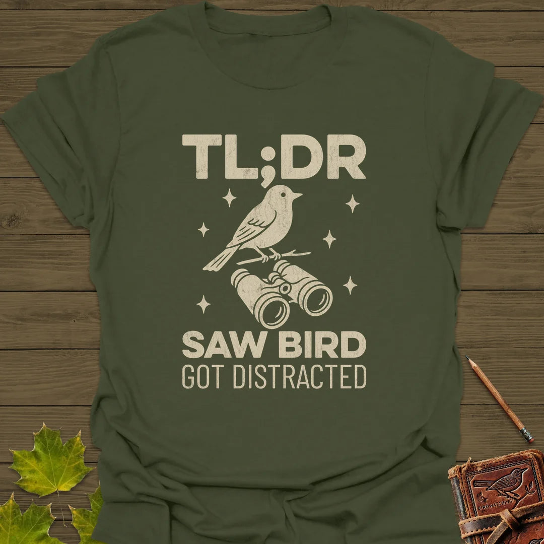 Saw Bird Distracted T-Shirt in Military Green
