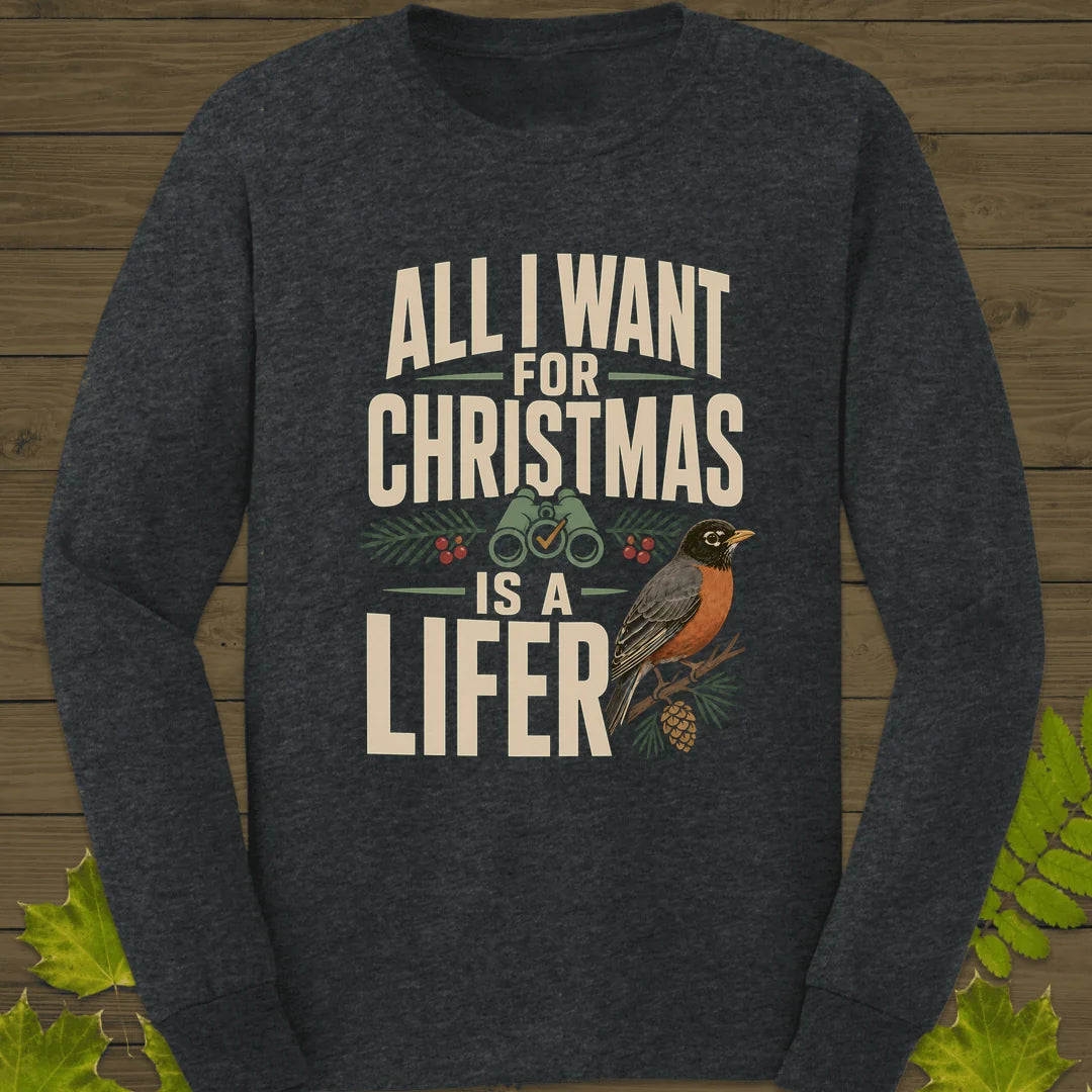 Christmas Lifer Robin Long Sleeve in Dark Heather