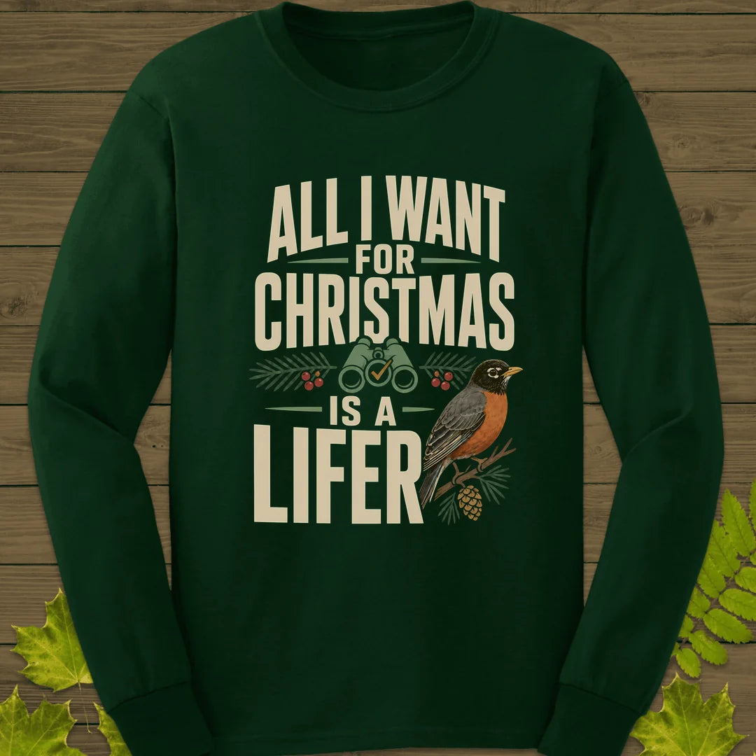 Christmas Lifer Robin Long Sleeve in Forest Green