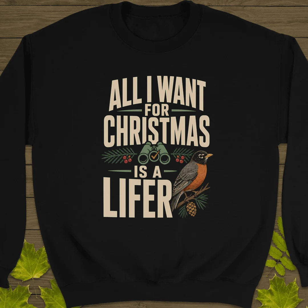 Christmas Lifer Robin Sweatshirt in Black