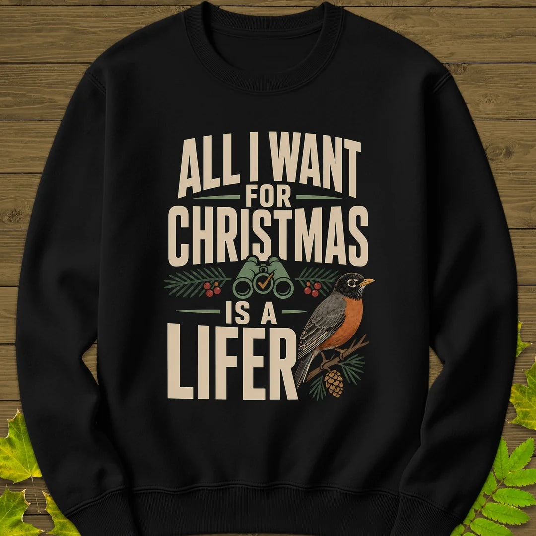 Christmas Lifer Robin Sweatshirt in Black