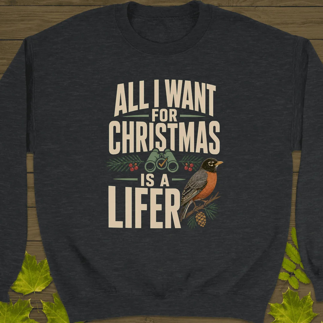 Christmas Lifer Robin Sweatshirt in Dark Heather