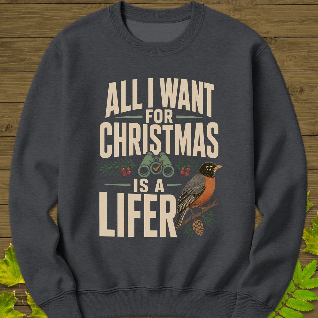 Christmas Lifer Robin Sweatshirt in Dark Heather
