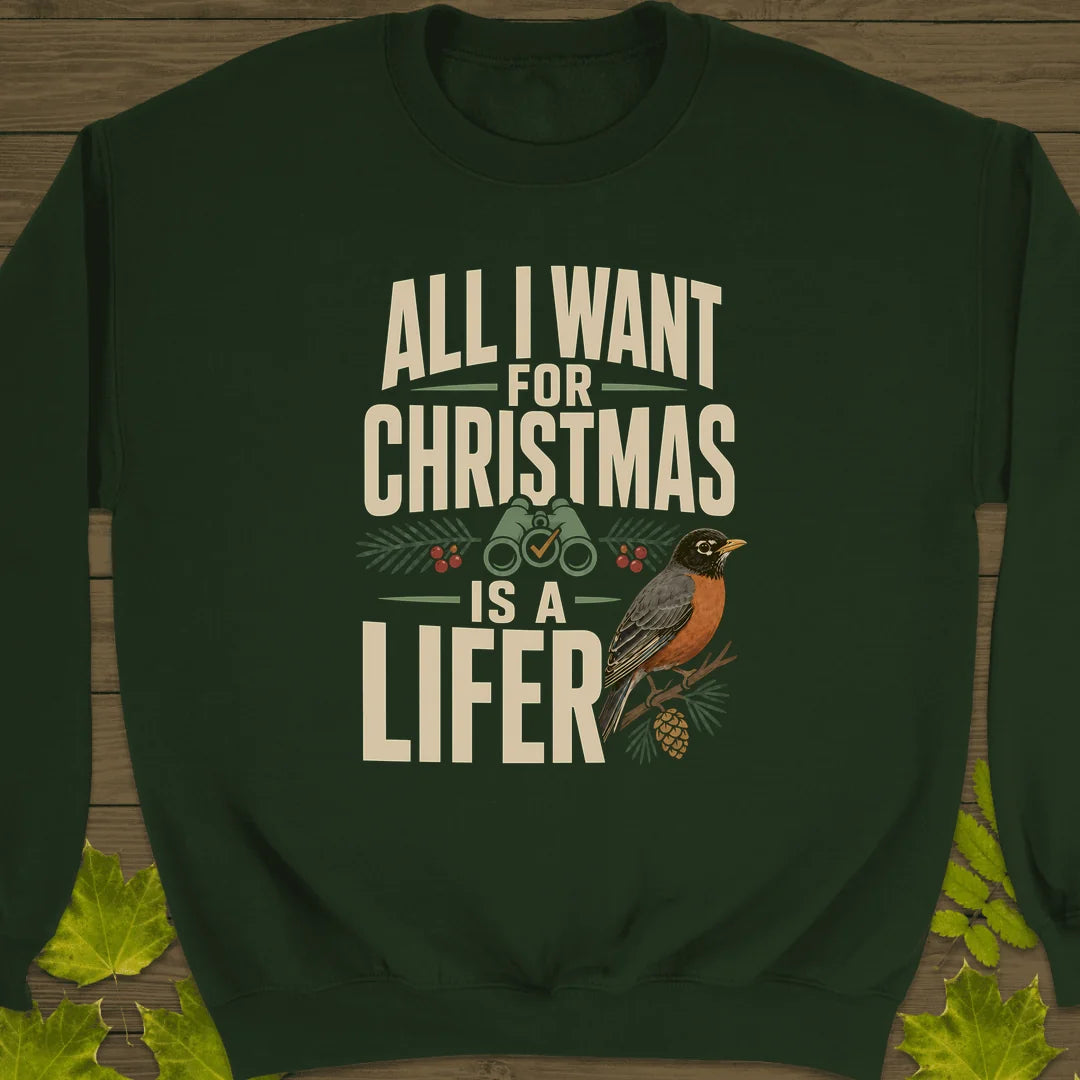 Christmas Lifer Robin Sweatshirt in Forest Green