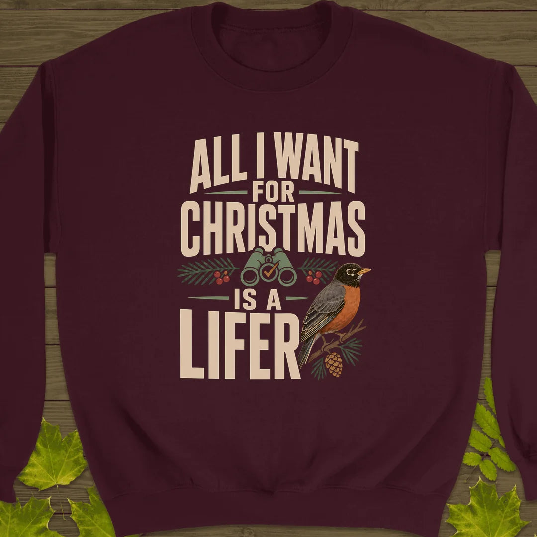 Christmas Lifer Robin Sweatshirt in Maroon