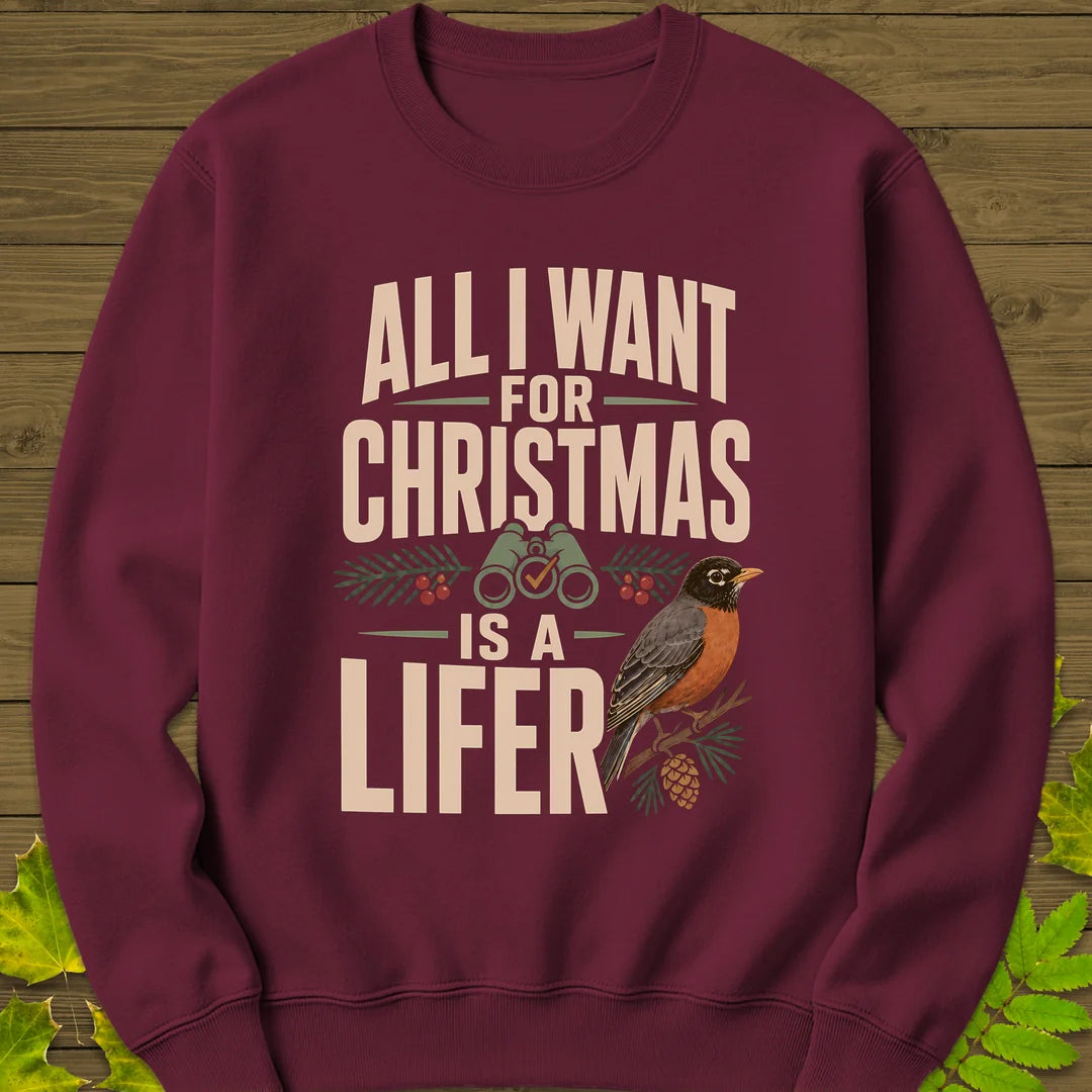 Christmas Lifer Robin Sweatshirt in Maroon