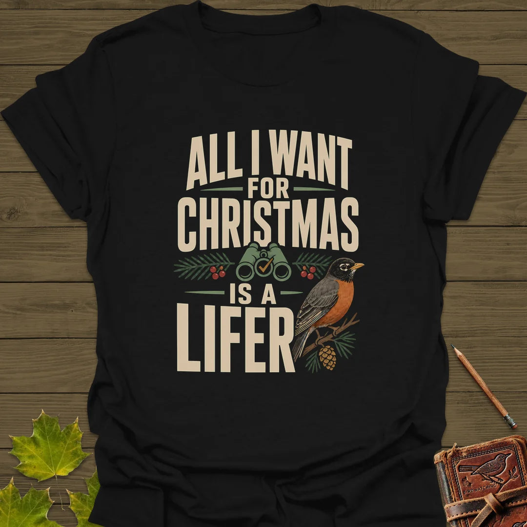 Christmas Lifer Robin T-Shirt in Black