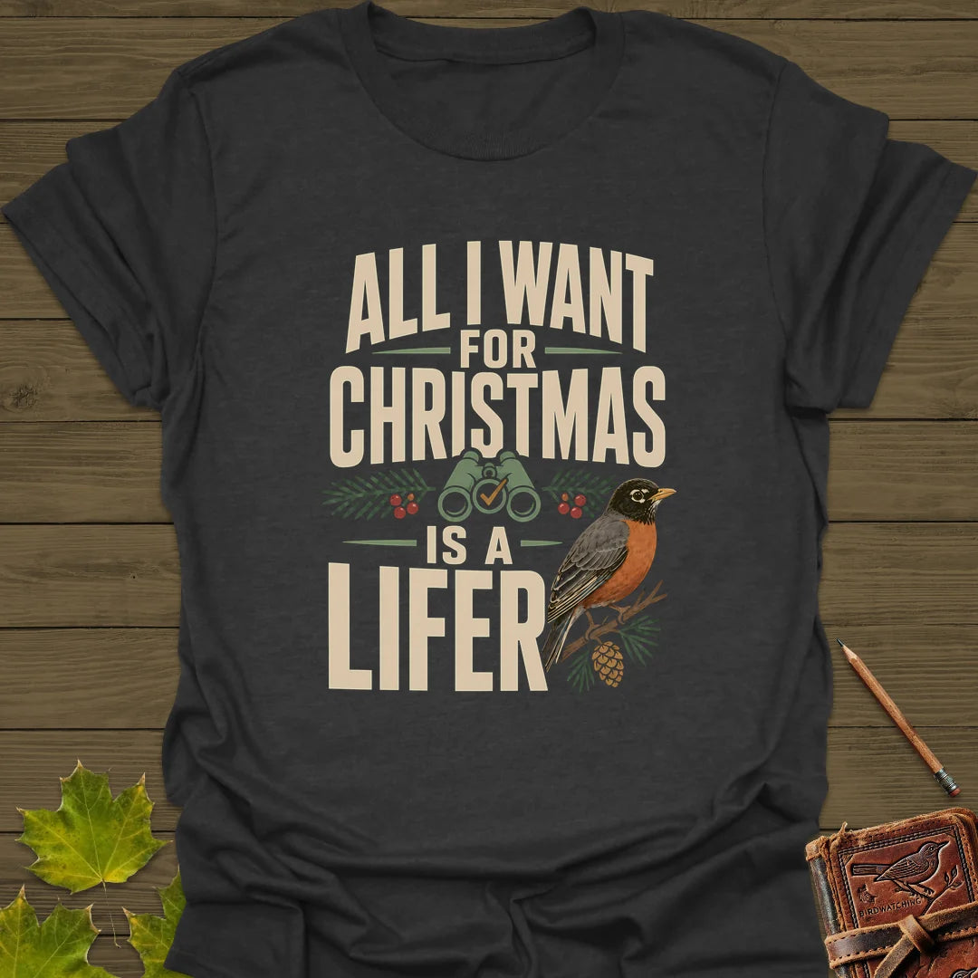 Christmas Lifer Robin T-Shirt in Dark Heather