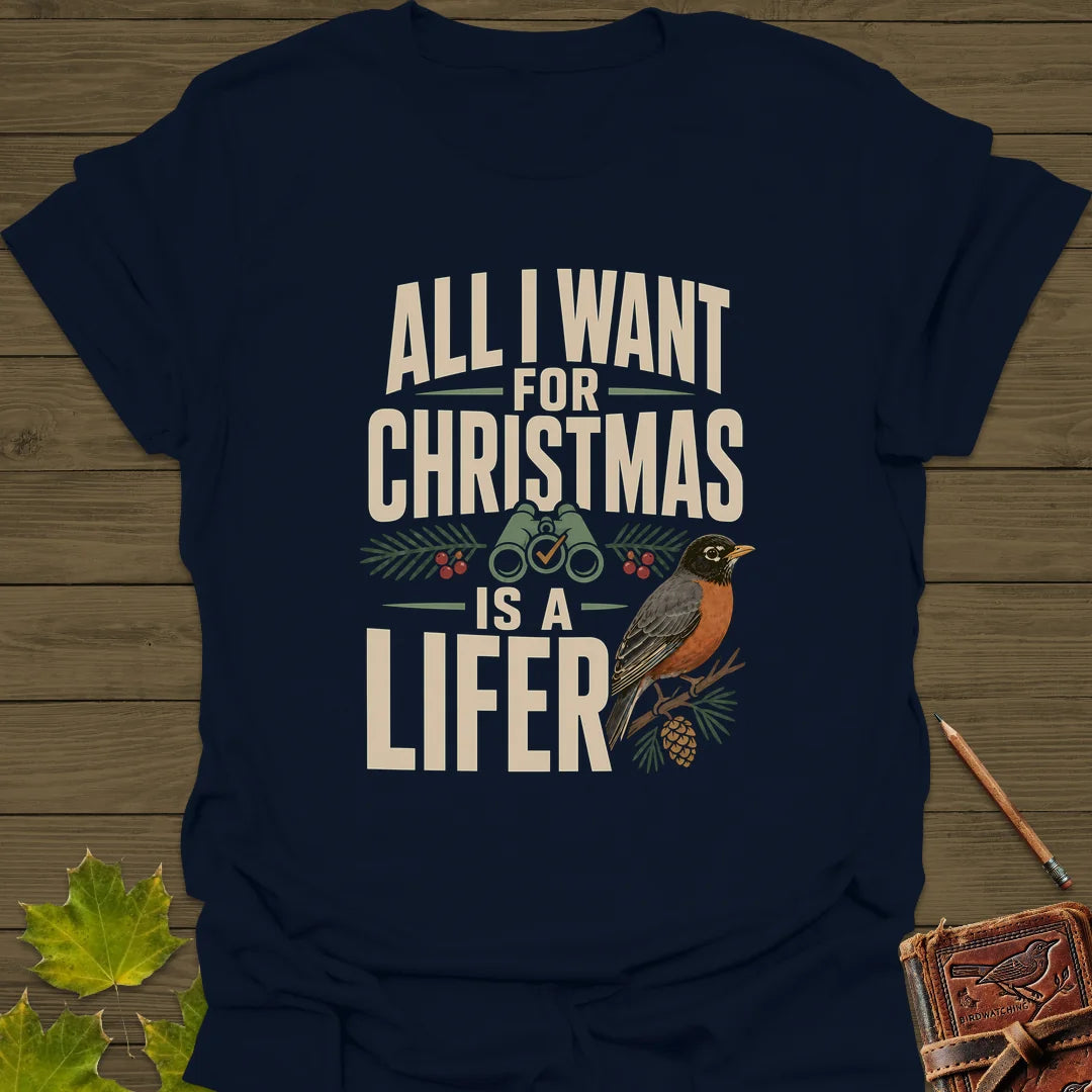 Christmas Lifer Robin T-Shirt in Navy