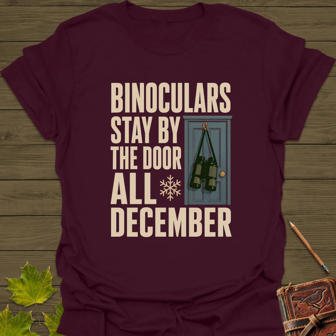 Binoculars By The Door T-Shirt in Maroon
