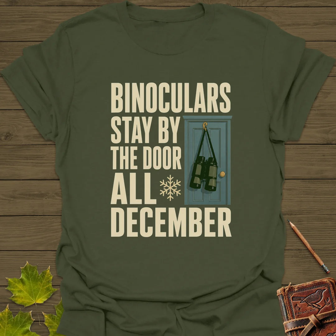Binoculars By The Door T-Shirt in Military Green