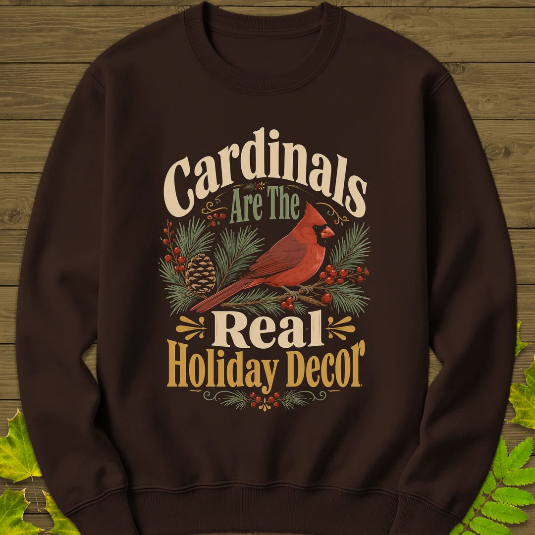 Cardinal Holiday Decor Sweatshirt in Dark Chocolate